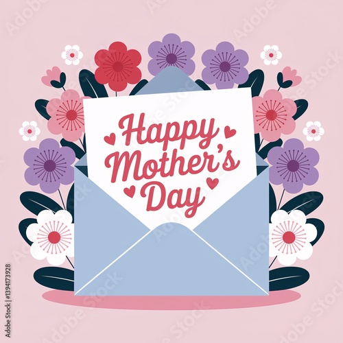 Celebrate Mother’s Day with a Beautiful Floral Envelope Design Featuring Soft Pink and Purple Flowers Heartfelt Messages and Creative Gift Ideas for Mom