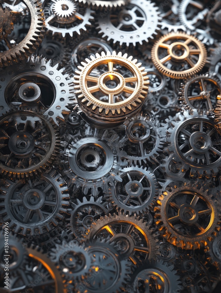 Interlocking Gears: Industrial Machinery Close-Up. Interlocking Gears: Industrial Machinery Close-Up.