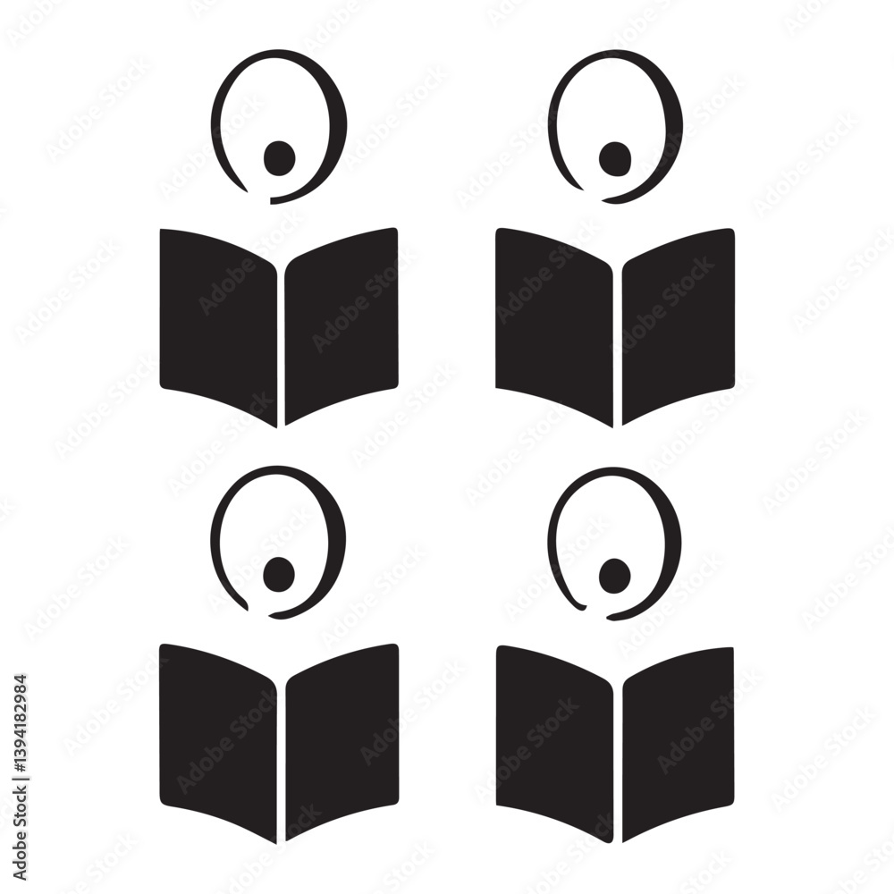 Coral de vozes. ilustração de um coral cantando, livro aberto, cabeças ilustrativas com a boca aberta a cantar. Preto e branco. fundo transparente. Musica, canções. vector eps file