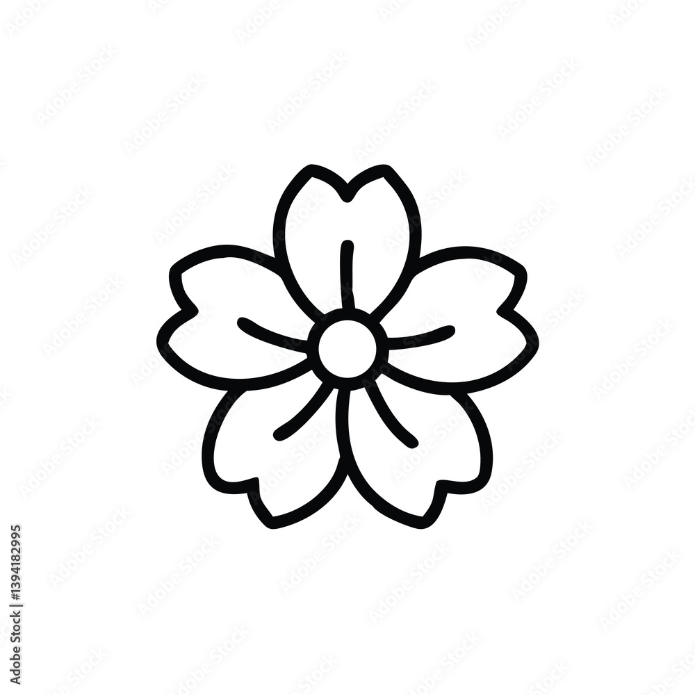 Simple Line Art Flower Design, Floral Icon, Botanical Illustration Simple Line Art Flower Design, Floral Icon, Botanical Illustration