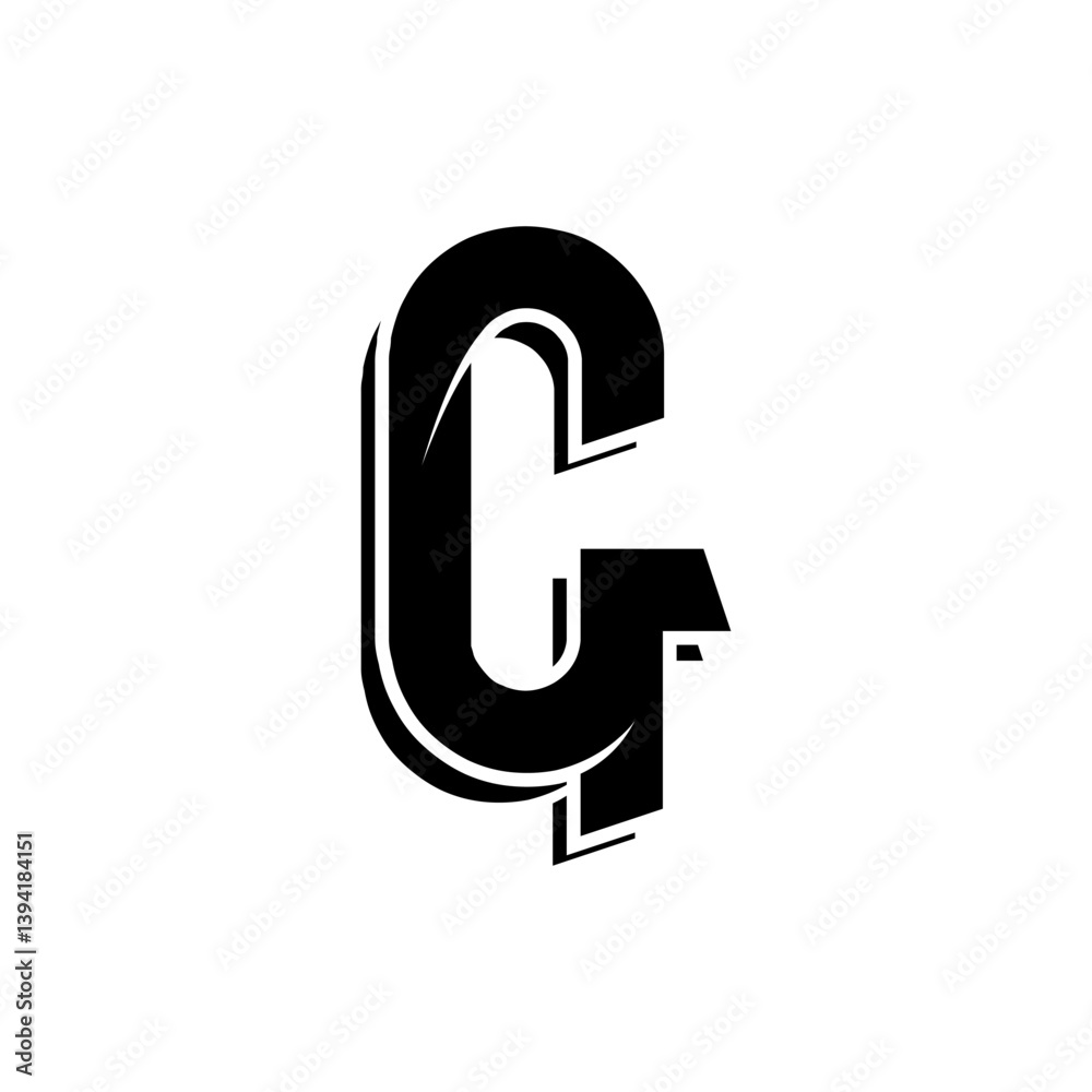 Creative CR Initials Logo in Bold Black Style Creative CR Initials Logo in Bold Black Style