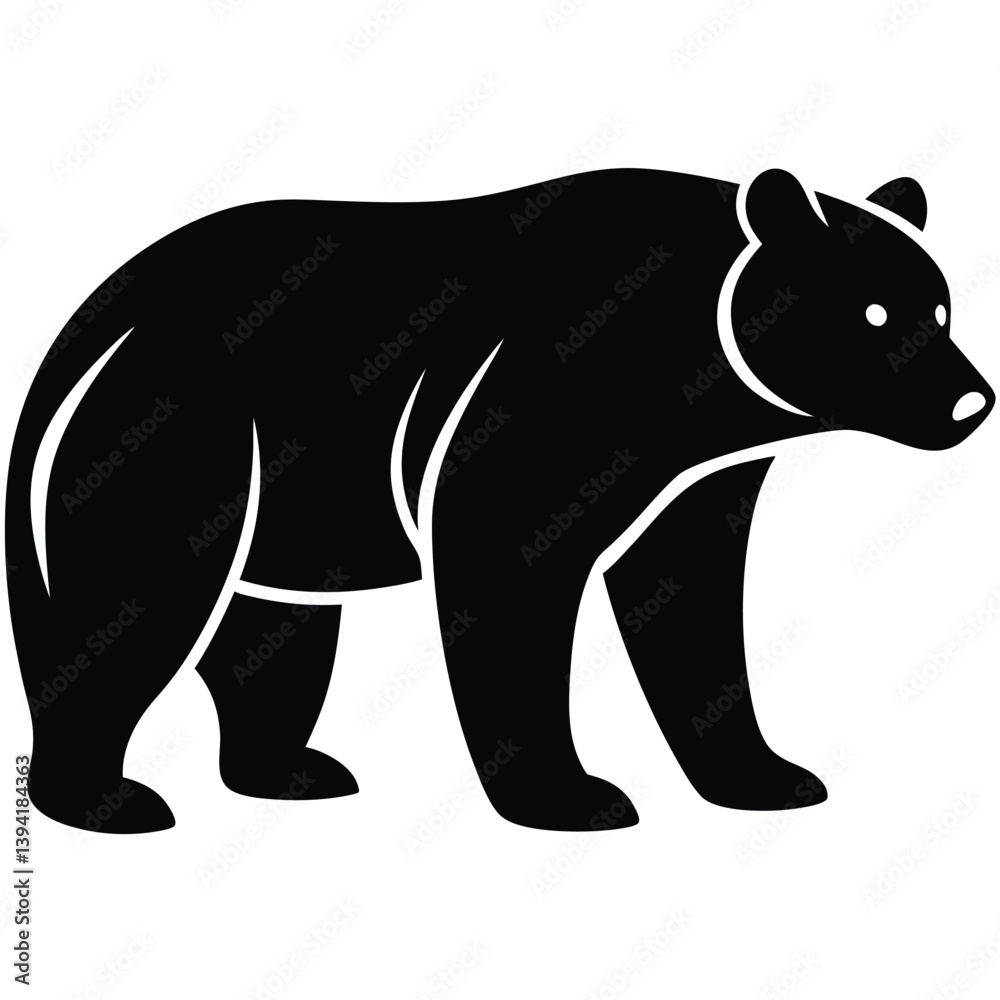 Fototapeta premium Simple Black Bear Silhouette Vector Illustration Wildlife Animal Design.