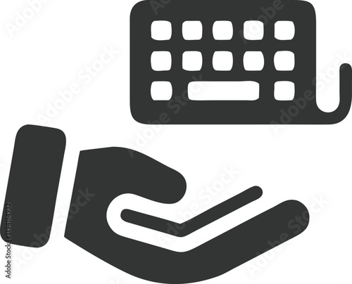 Hand Holding Keyboard Computer Peripheral Device Over Transparent Background