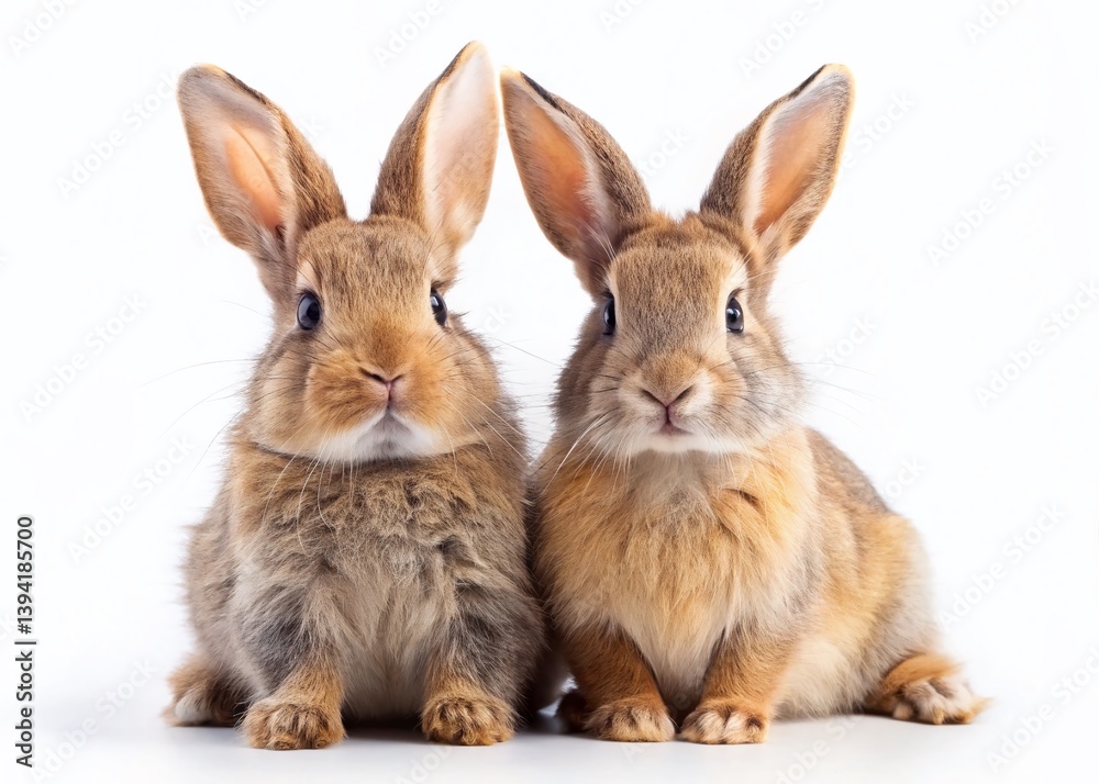 Two Charming Rabbits on a White Background A Perfect Image for Stationery Childrens Books and Marketing Materials Two Charming Rabbits on a White Background A Perfect Image for Stationery Childrens Books and Marketing Materials