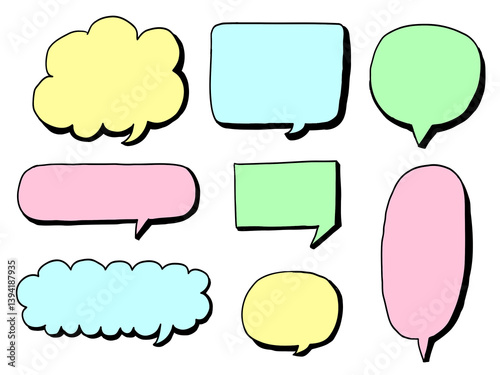 手描きあしらいセット　吹き出し　カラフル