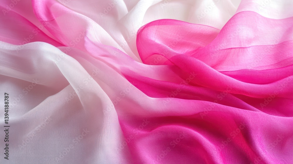 Obraz premium Pink white ombre silk fabric draped studio background textile design