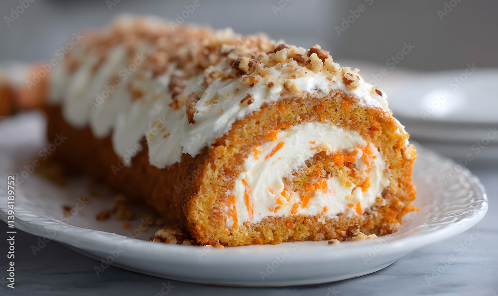 Carrot Cake Roll With Cream Cheese Filling, Generative AI