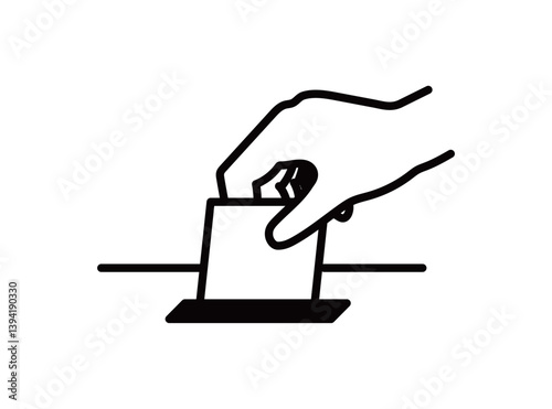選挙・投票のイラスト／アイコン　投票箱　手　投票する　政治　議員　参議院選挙　衆議院選挙　選挙権　箱