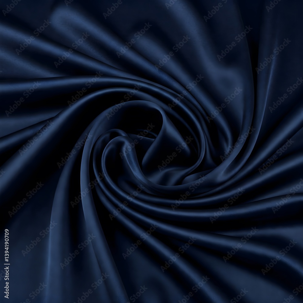 Obraz premium Royal Blue Fabric: A captivating close-up showcases the swirling folds of luxurious royal blue fabric, revealing the intricate textures and elegant sheen of the material.