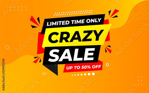 Crazy Sale offer Background. Sale banner design template. Vector illustration. Market promotion banner and crazy discount announcement background vector illustration
