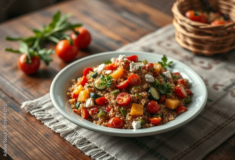 Quinoa Salad on rustic wooden table Quinoa Salad on rustic wooden table