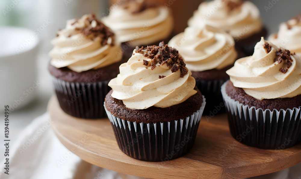 Chocolate Coffee Cream Cupcakes, Generative AI Chocolate Coffee Cream Cupcakes, Generative AI