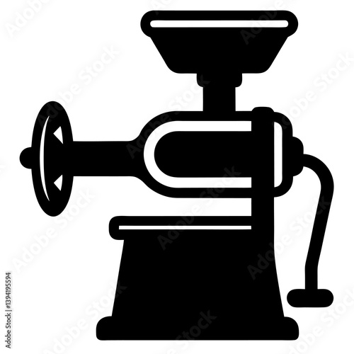Meat Grinder Silhouette Vector Icon White Background.