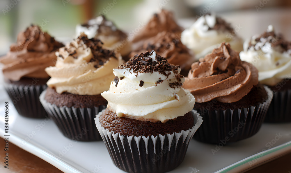 Chocolate Coffee Cream Cupcakes, Generative AI Chocolate Coffee Cream Cupcakes, Generative AI