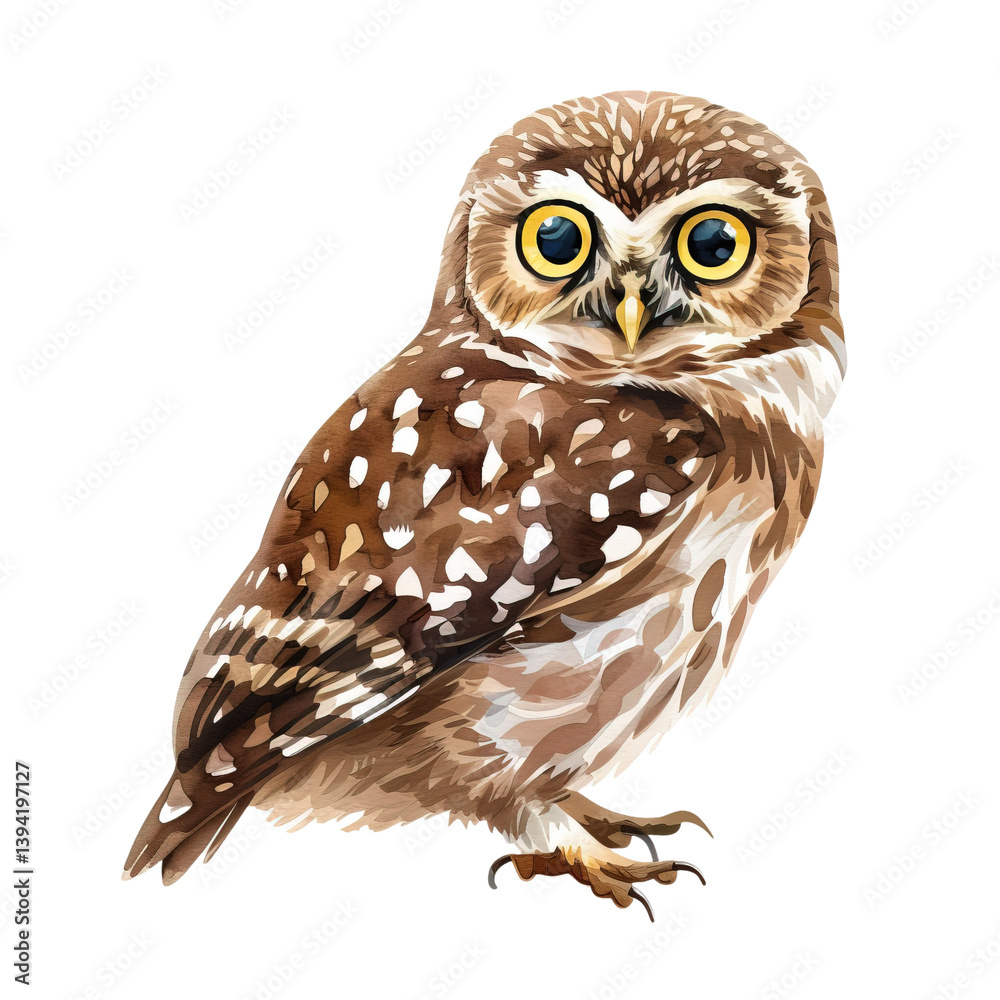 Obraz premium Little owl on white background.png