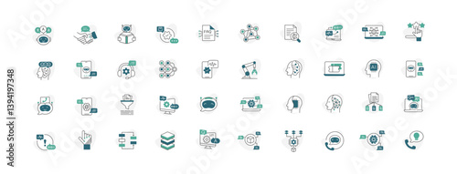 AI Customer Service and Omnichannel Support Systems. chatbots, sentiment analysis, automated replies, multilingual support, and escalation workflows. Editable Stroke.