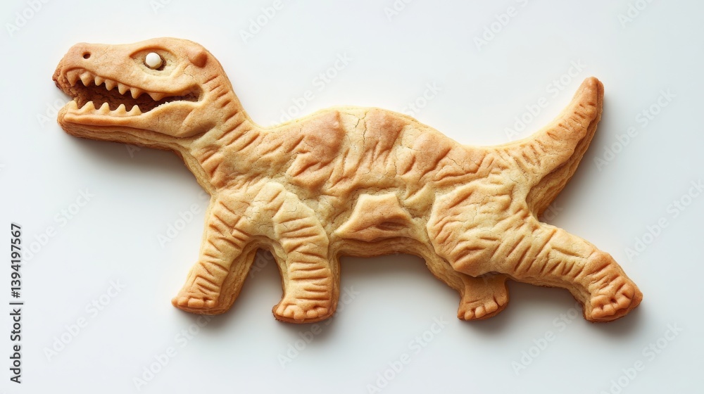 A cookie in the shape of a dino