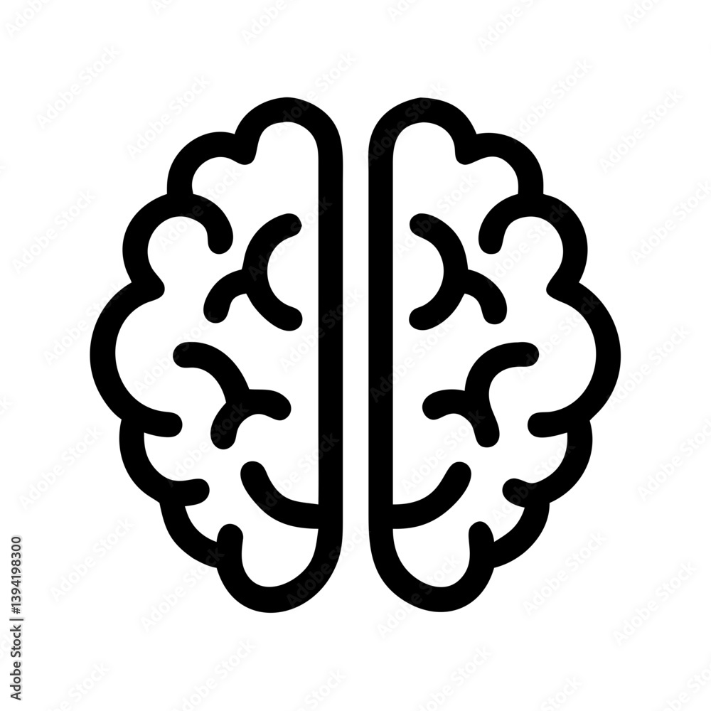 Brain Split into Two Halves Icon Design Brain Split into Two Halves Icon Design