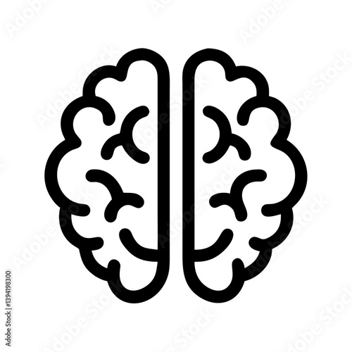 Brain Split into Two Halves Icon Design
