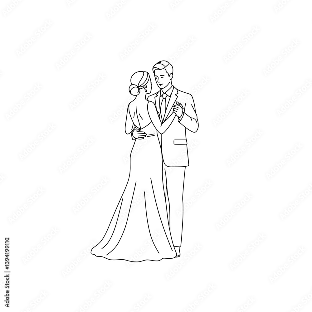 Fototapeta premium Couple dancing passionately on their wedding day during first dance 