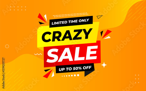Crazy Sale offer Background. Sale banner design template. Vector illustration. Market promotion banner and crazy discount announcement background vector illustration