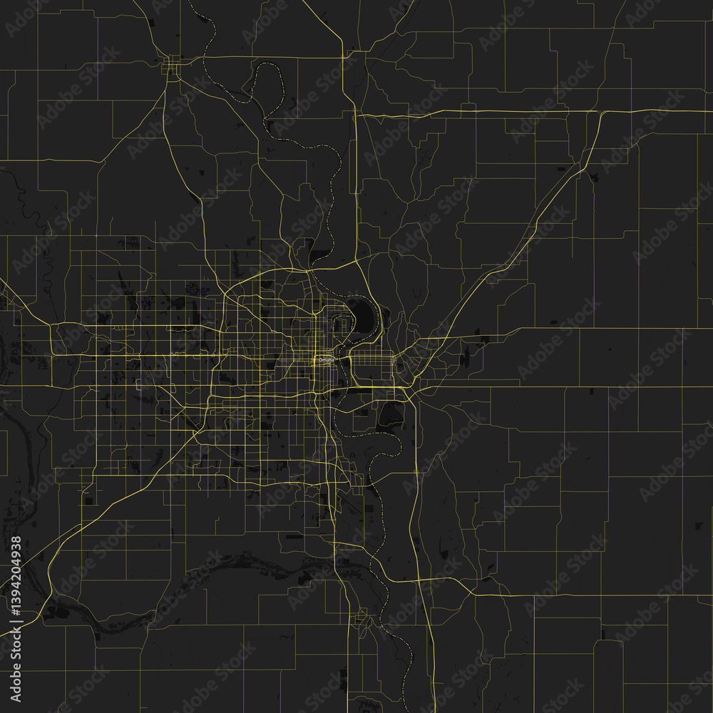 Fototapeta premium Omaha, Nebraska, United States, City Street Map