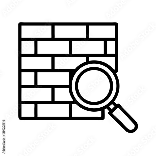 Brick Wall Under Magnifying Glass Icon Design