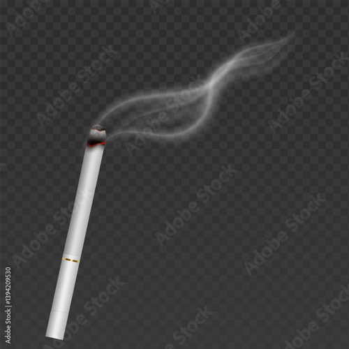 Cigarette with smoke effect isolated on a transparent background Realistic Smoke Steam Fog Effects 