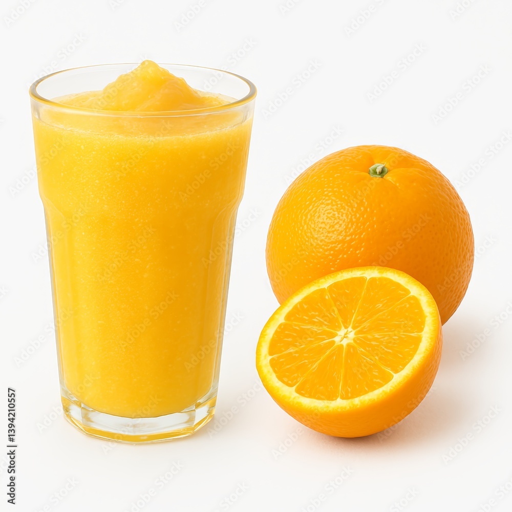A refreshing glass of orange smoothie with whole and sliced oranges, showcasing vibrant colors and a healthy appeal. A refreshing glass of orange smoothie with whole and sliced oranges, showcasing vibrant colors and a healthy appeal.