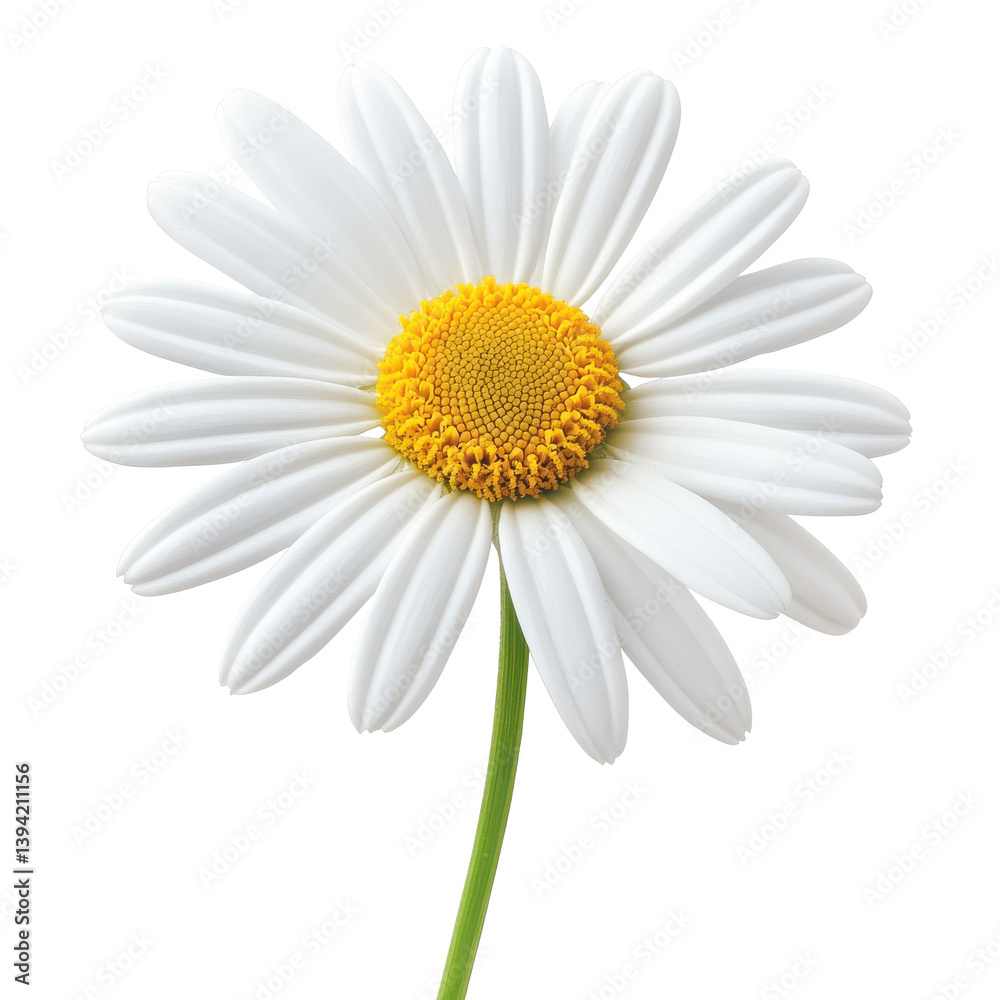 Single white daisy flower bloom closeup isolated transparent background Single white daisy flower bloom closeup isolated transparent background
