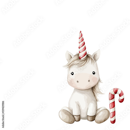 Cute Unicorn and candy cane...