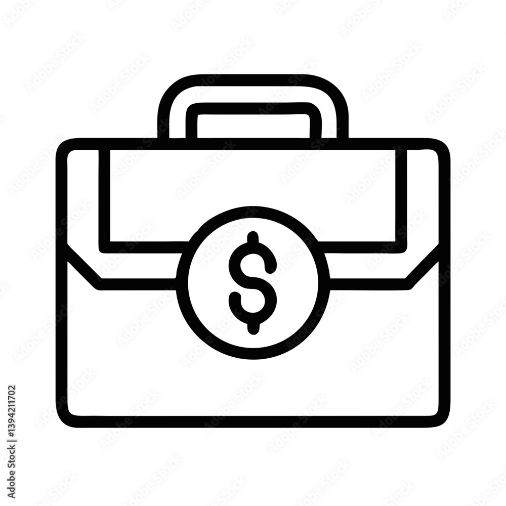 Briefcase with Dollar Sign Icon Design Briefcase with Dollar Sign Icon Design