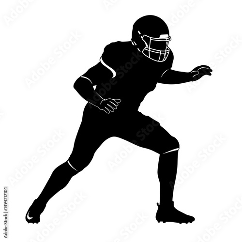 Football player in motion against a blank background  