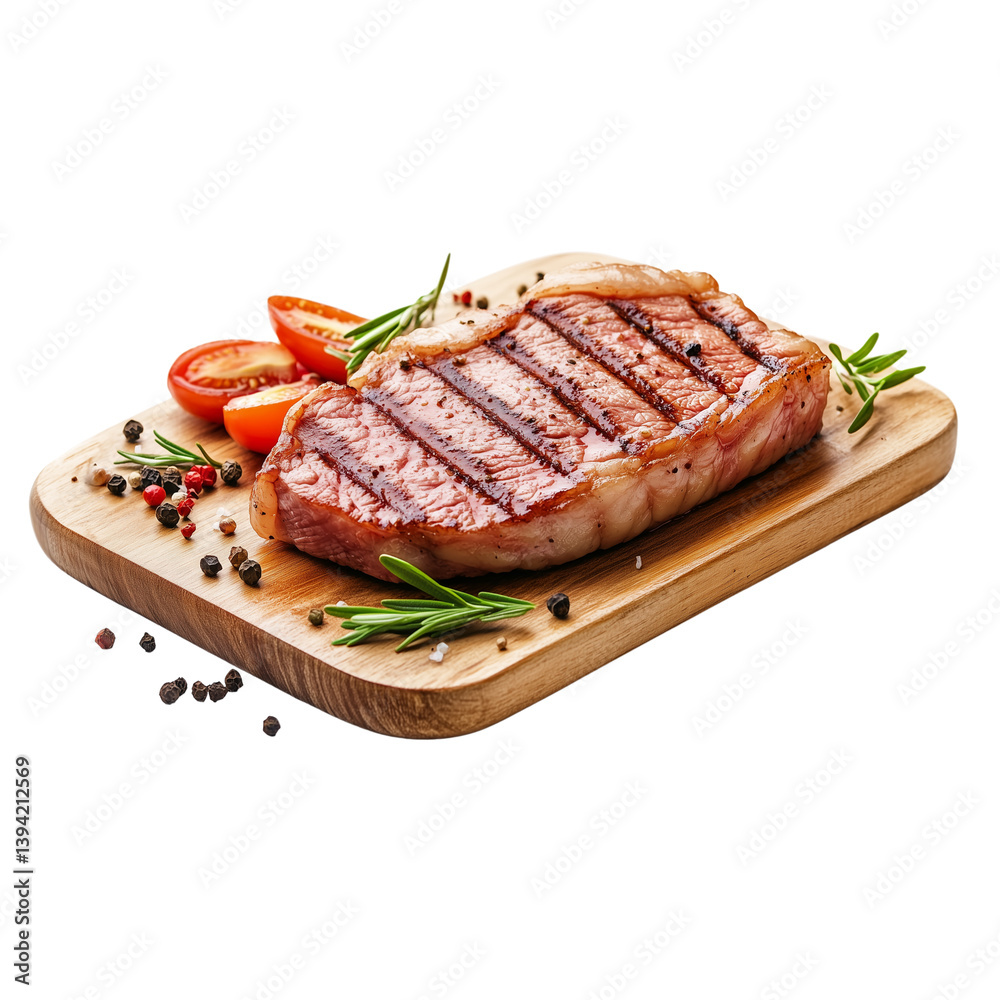New york striploin steak, cut out, isolated on transparent background