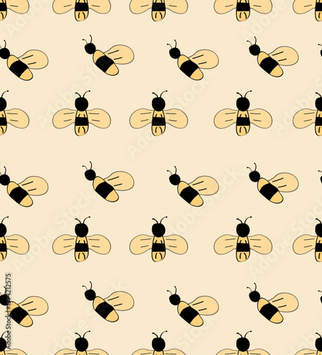 cute yellow bee seamless pattern.