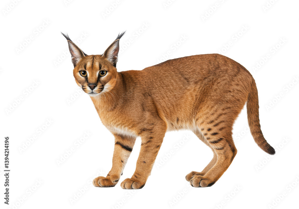 Fototapeta premium Realistic depiction of a caracal in a natural pose, showcasing its unique features
