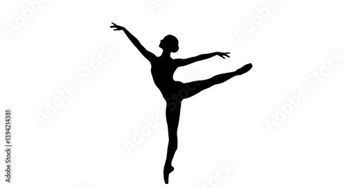 Ballerina silhouette dancing gracefully against a white background  