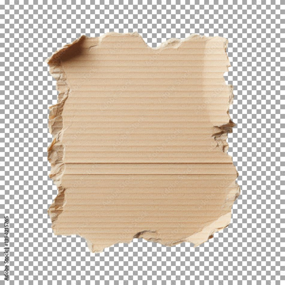 Obraz premium a piece of torn cardboard, showing the rough, frayed edges where it has been ripped, Ripped Brown Cardboard Piece with Rough Edges on transparent background, png, psd 