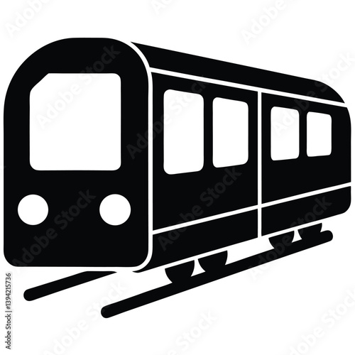 Subway Train Icon Black And White Public Transportation Vector Illustration.