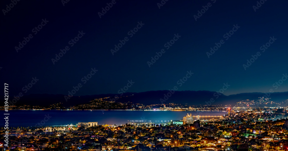 Night time along the coast of Southern California in the South Bay