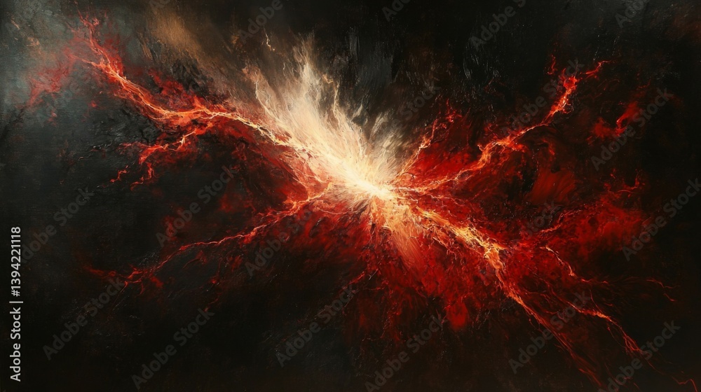 Fototapeta premium Fiery Cosmic Explosion in Dark Space