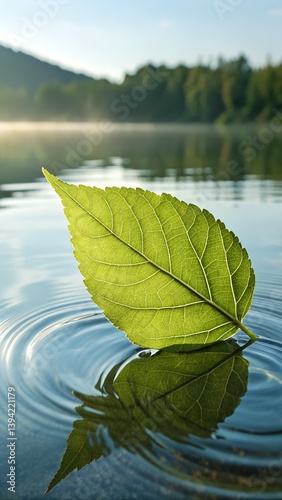 Natural Leaf on Water for mobile wallpaper photo