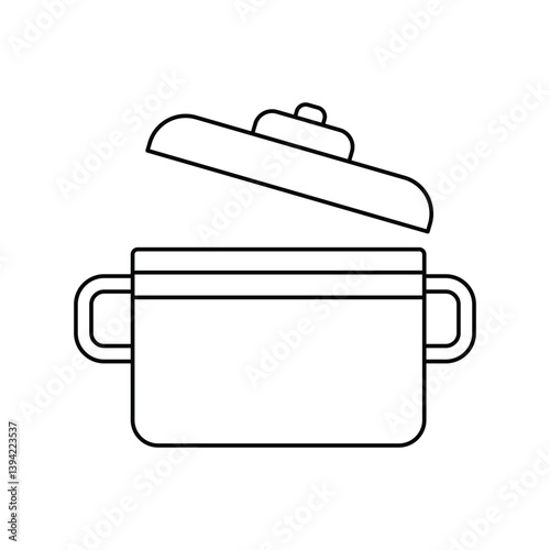 cooking pot lineal icon with white background vector stock illustration