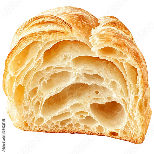 Golden and flaky butter croissant with a crisp, laminated crust and delicate, airy layers photo