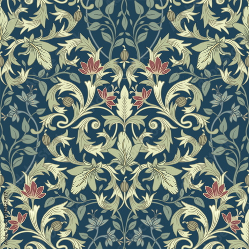 Retro pattern. Floral classic ornament. Seamless floral pattern.