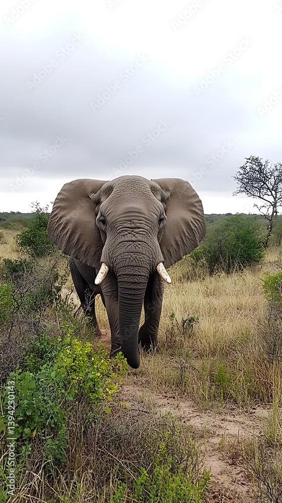 Obraz premium Elephant Encounter in Savannah