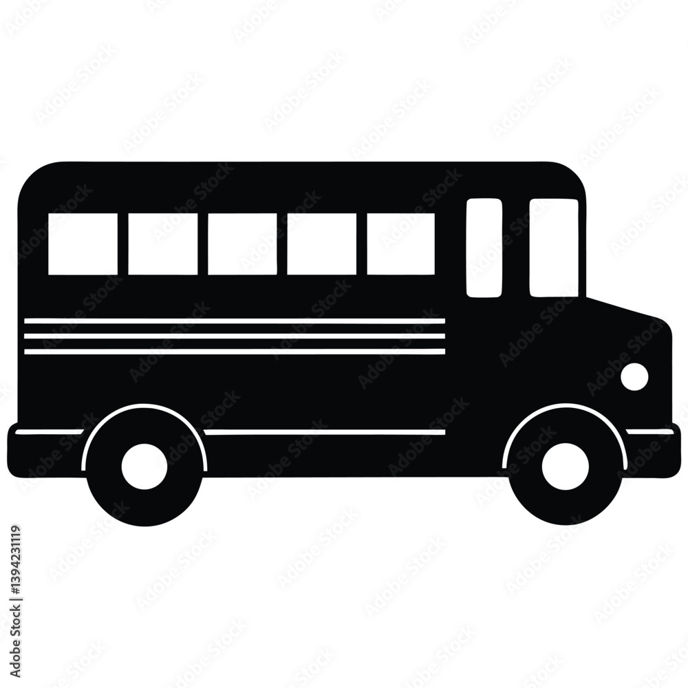 Isolated Black And White School Bus Icon Vector Illustration Design. Isolated Black And White School Bus Icon Vector Illustration Design.