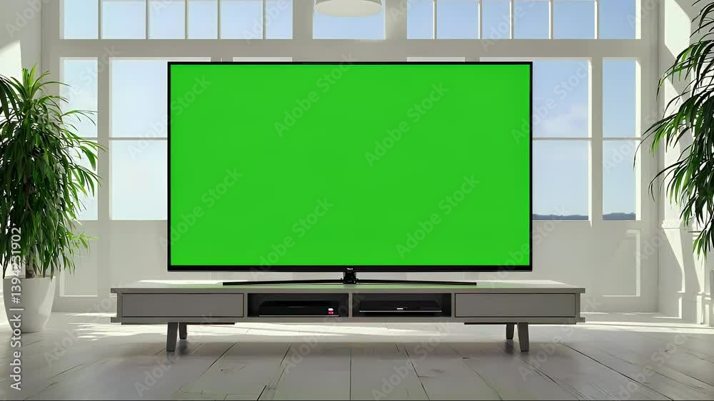 blank tv on the green screen