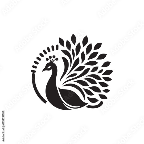 peacock vector silhouette clip art logo design illustration