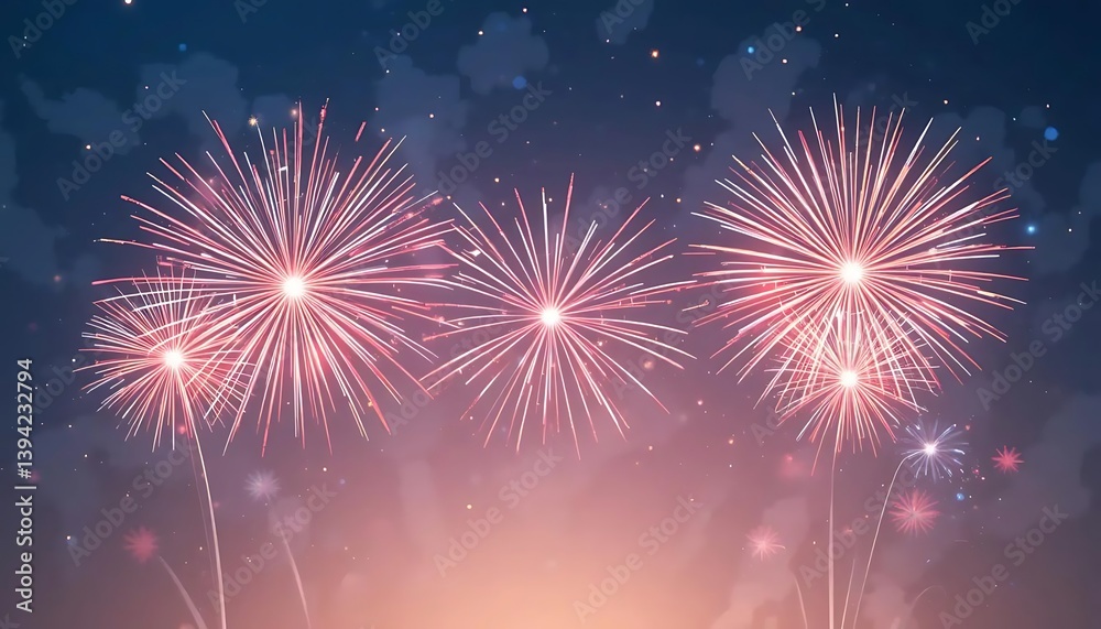 Naklejka premium Stunning Fireworks Display Against a Twilight Sky